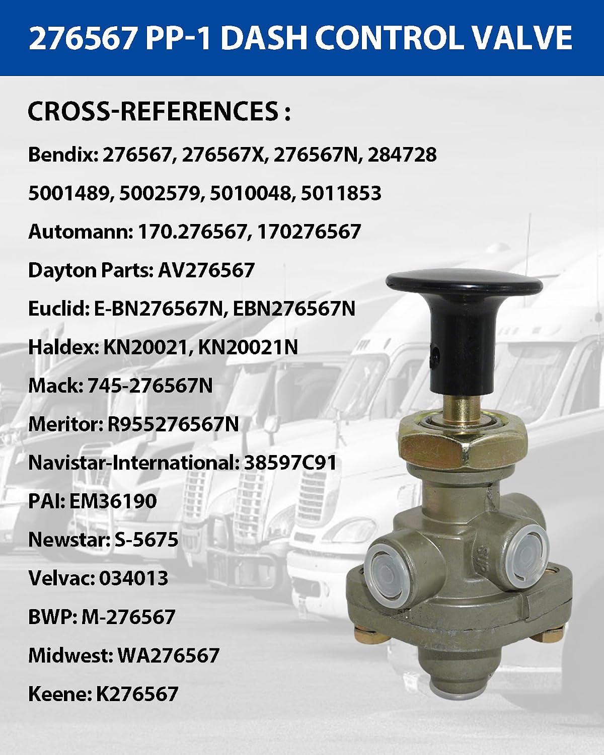 Válvula control salpicadero 40psi 1/8 push/pull repuesto Bendix