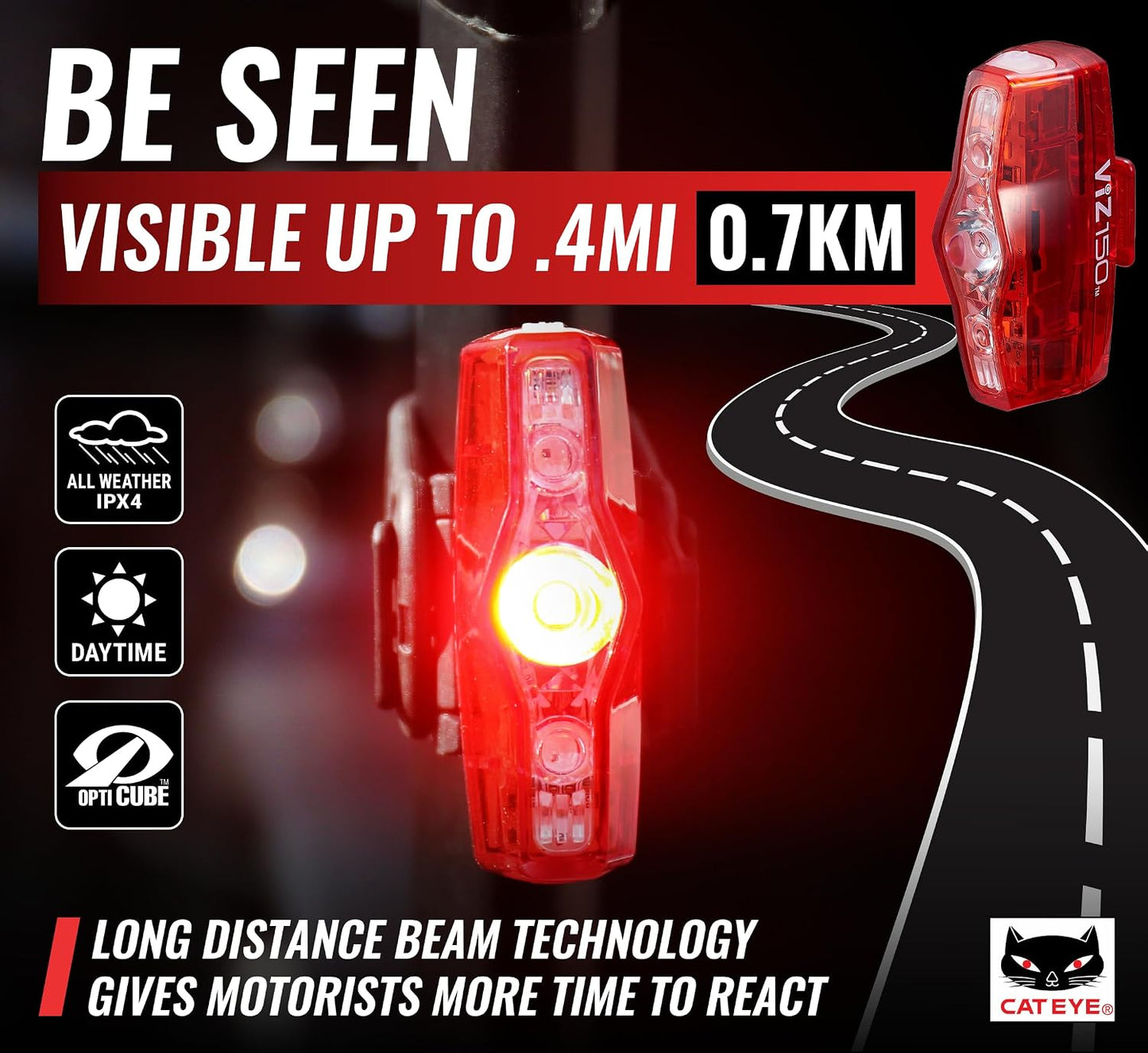Luz seguridad bicicleta ViZ USB recargable 1 milla
