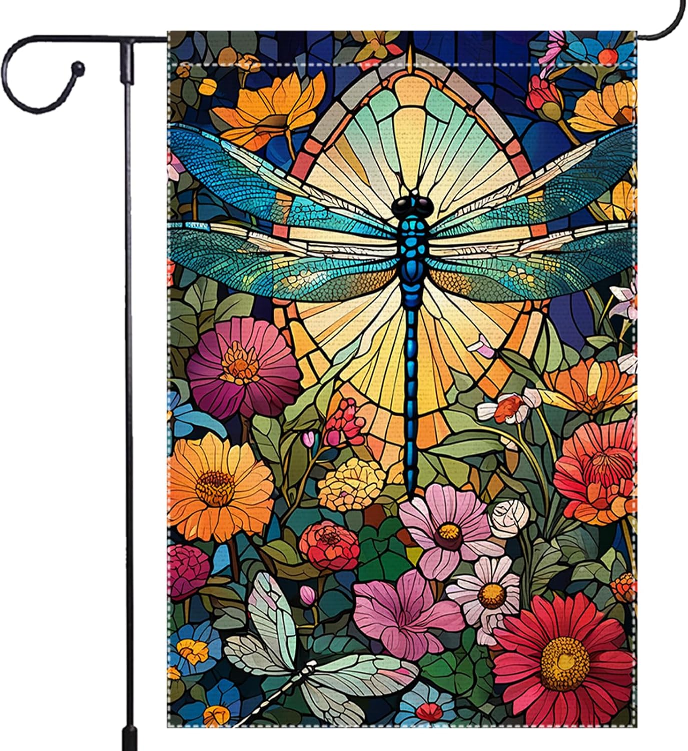 Bandera jardín estilo retro floral doble cara rústica