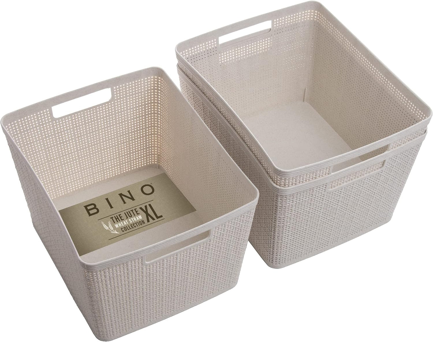 Cesta plástico tejida natural pack 3 diseño elegante
