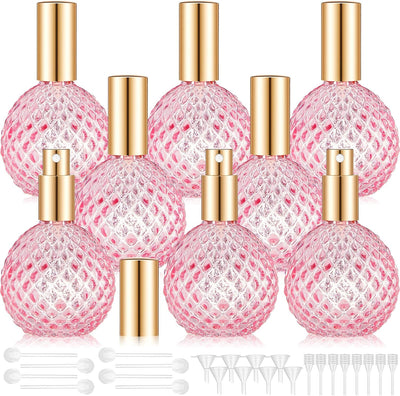 8 Botellas Vidrio Perfume Rosa Recargables 3.4oz con Bomba