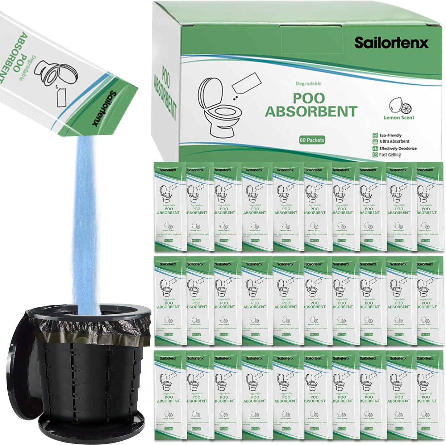 Absorbente ecológico para inodoro portátil camping