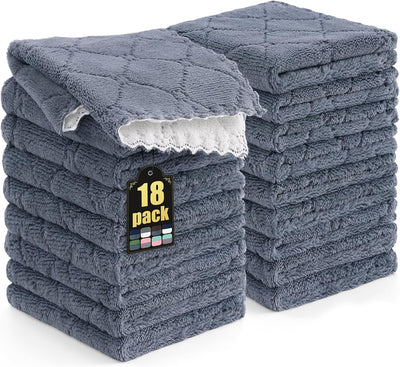 Paquete 18 Paños Cocina Microfibra Terri 10x10pulg Gris Oscuro