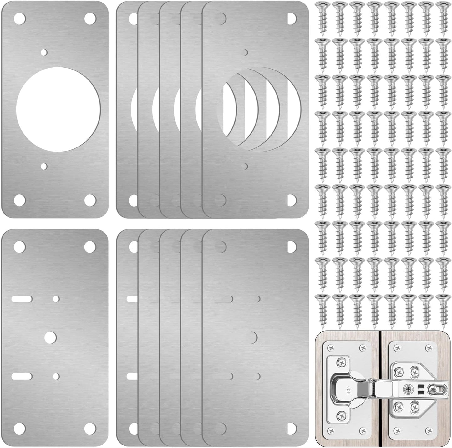 Kit 12 unidades placas fijación bisagras cocina armario