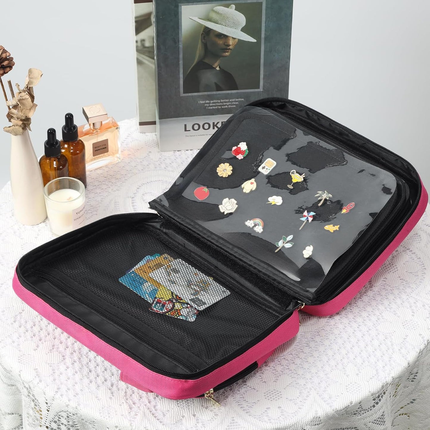 Bolsa exhibición pines esmaltados libro 8 páginas rosa
