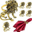 Set 6 servilletas animales león con hebillas doradas para fiestas