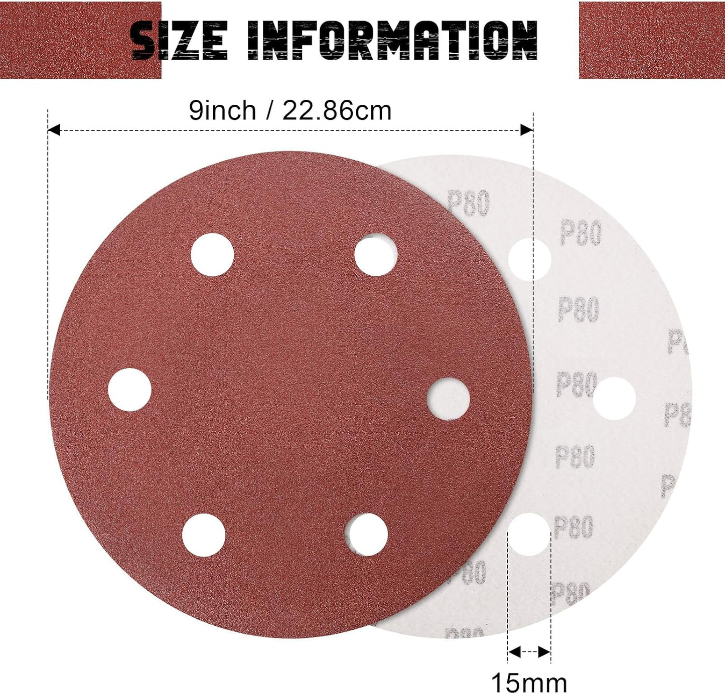 Disco lijado 9pulg 80grano 15pzas aluminio para yeso madera metal