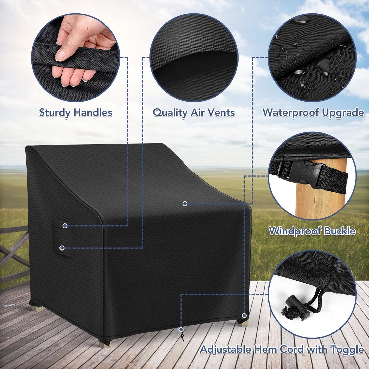 Fundas impermeables para sillas de patio 2 pzas 33x34x31"