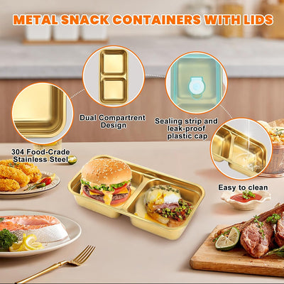 Recipientes acero inox dobles para aperitivos con tapa
