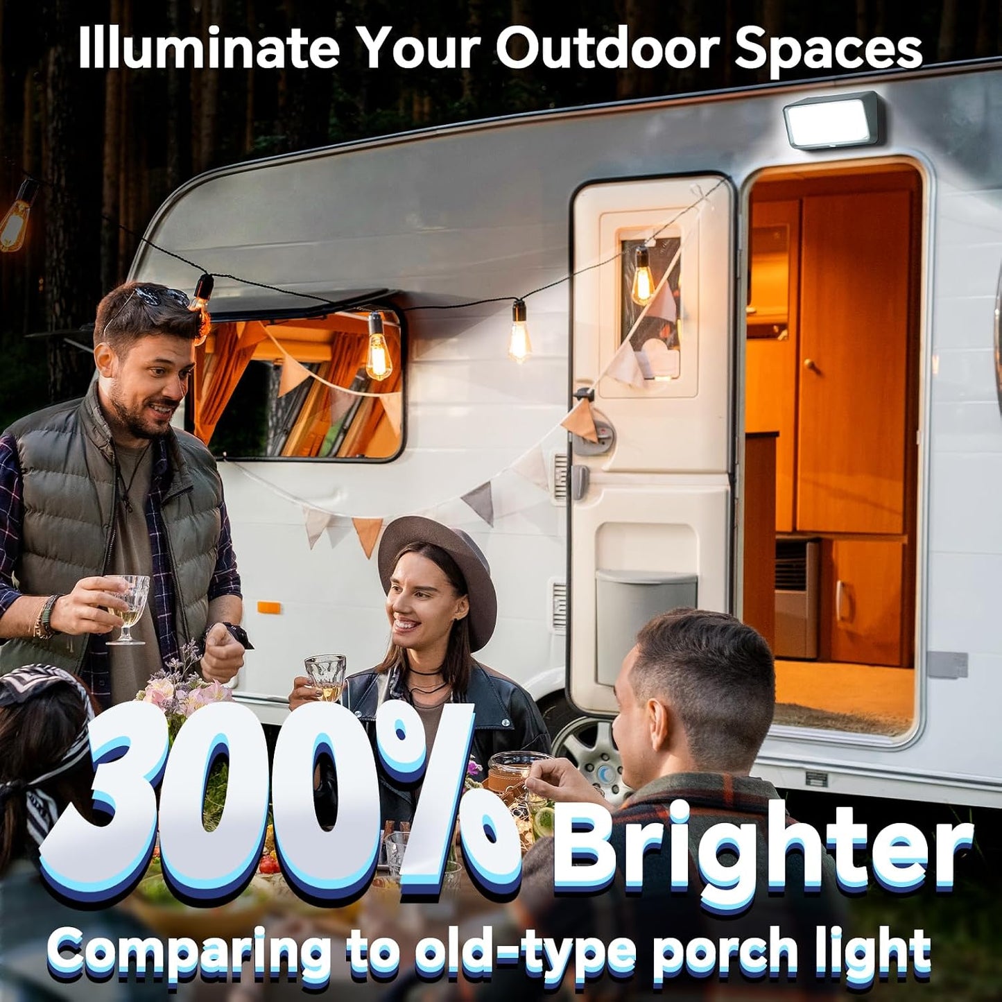 Luz porche RV LED 12V blanco/ámbar intercambiable impermeable