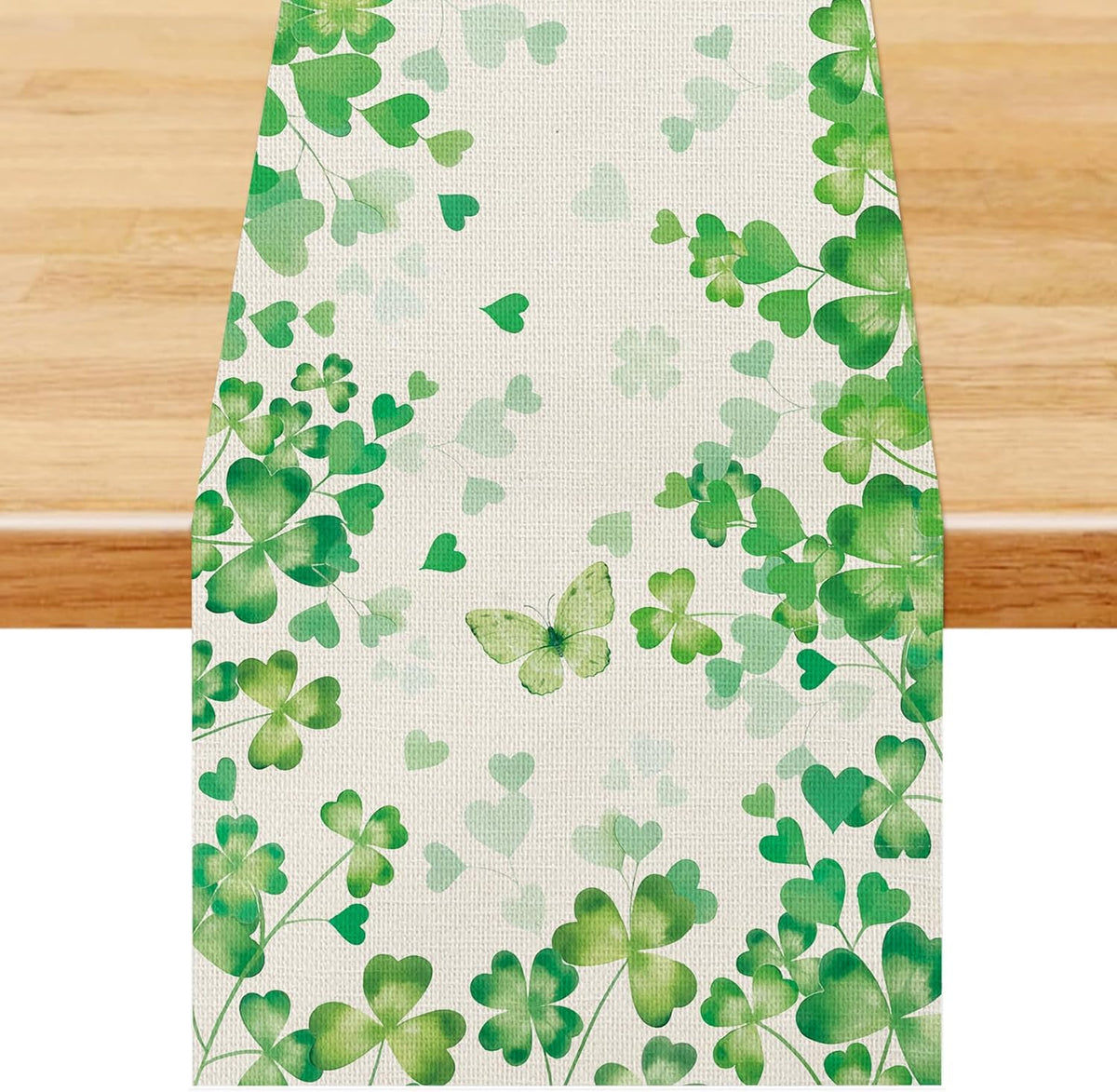 Camino de mesa de trébol con corazón 13 x 72 pulgadas para decoración de primavera