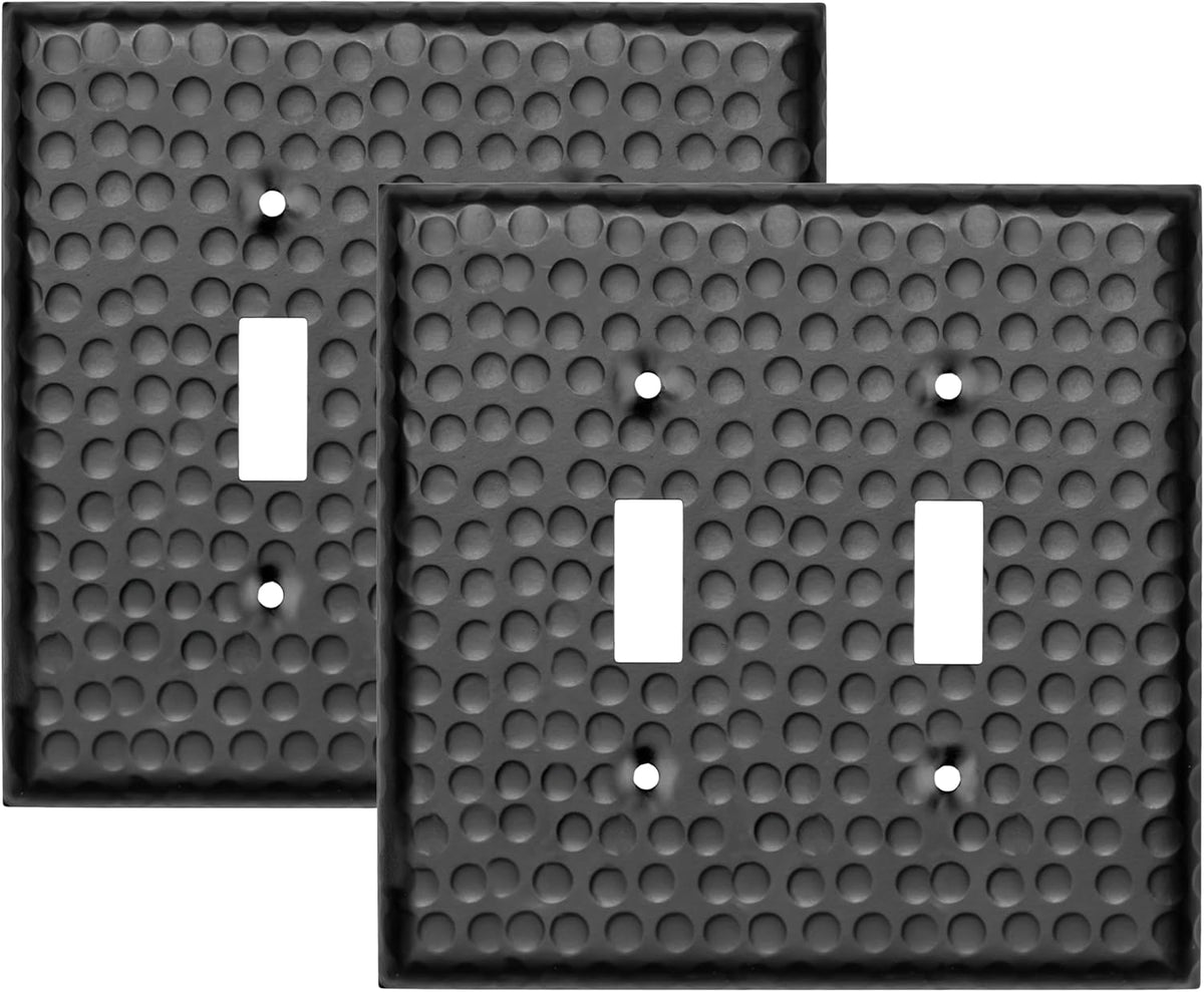Placa pared interruptor metal martillado negro mate