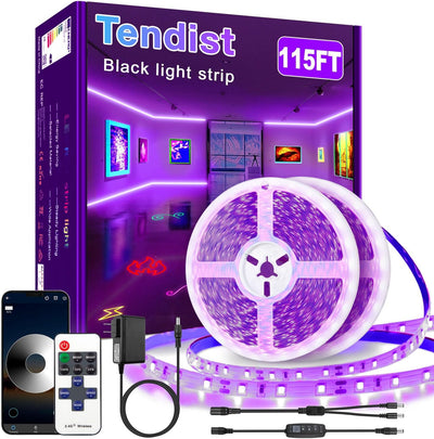 Tira luz LED negra 115ft control remoto fiesta