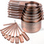 Set 17 tazas y cucharas medidoras de cobre y acero inox