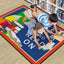 Alfombra aula infantil 4x6ft rojo y azul con texto