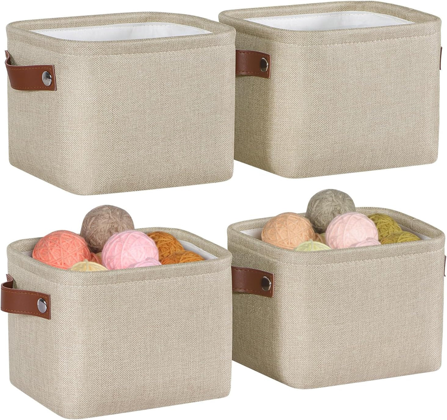 4 Pzas Cubos Almacenamiento Tela Plegables 7.8x6.7"