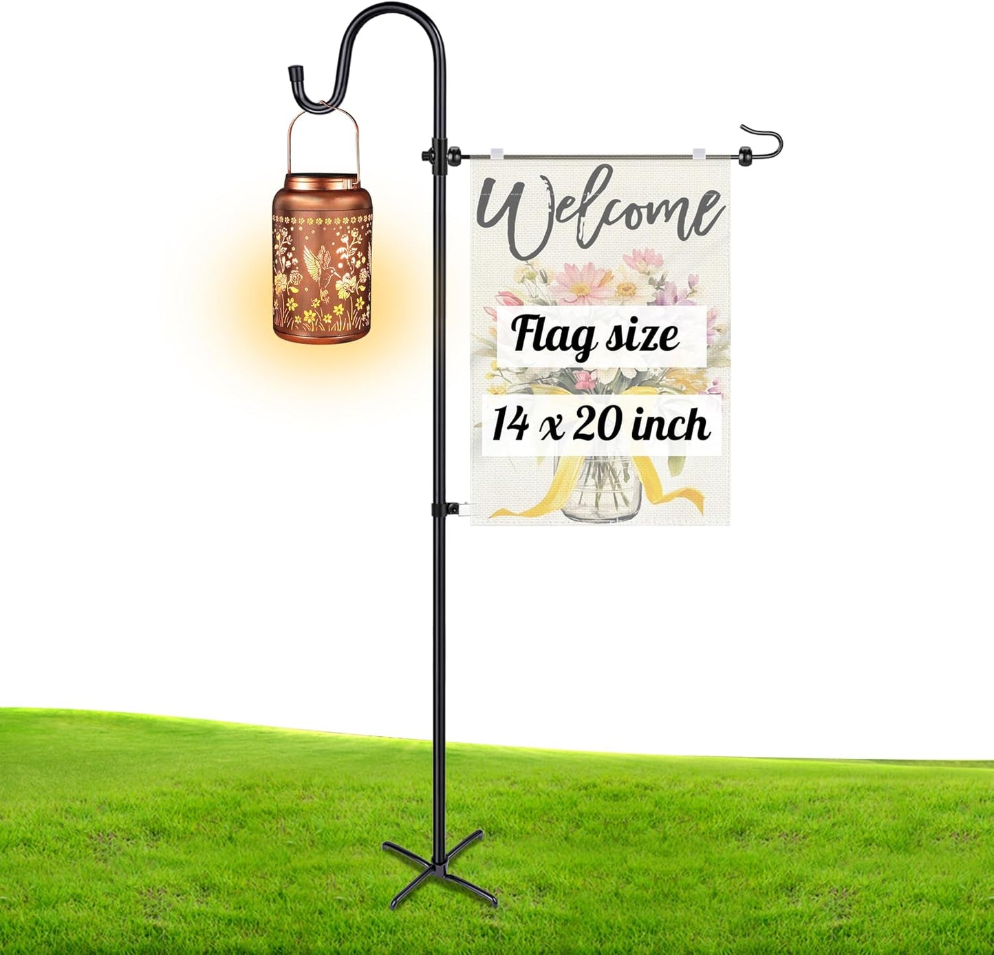 Soporte bandera jardín 45" resistente con gancho