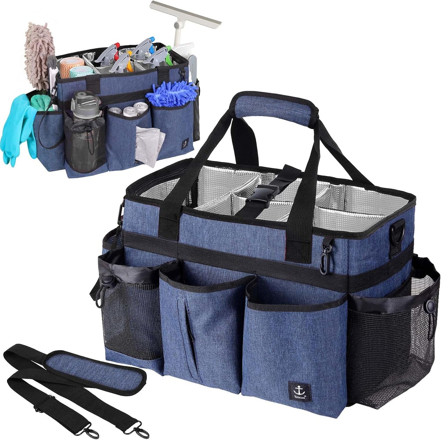 Bolsa limpieza portátil con divisor desmontable y asas