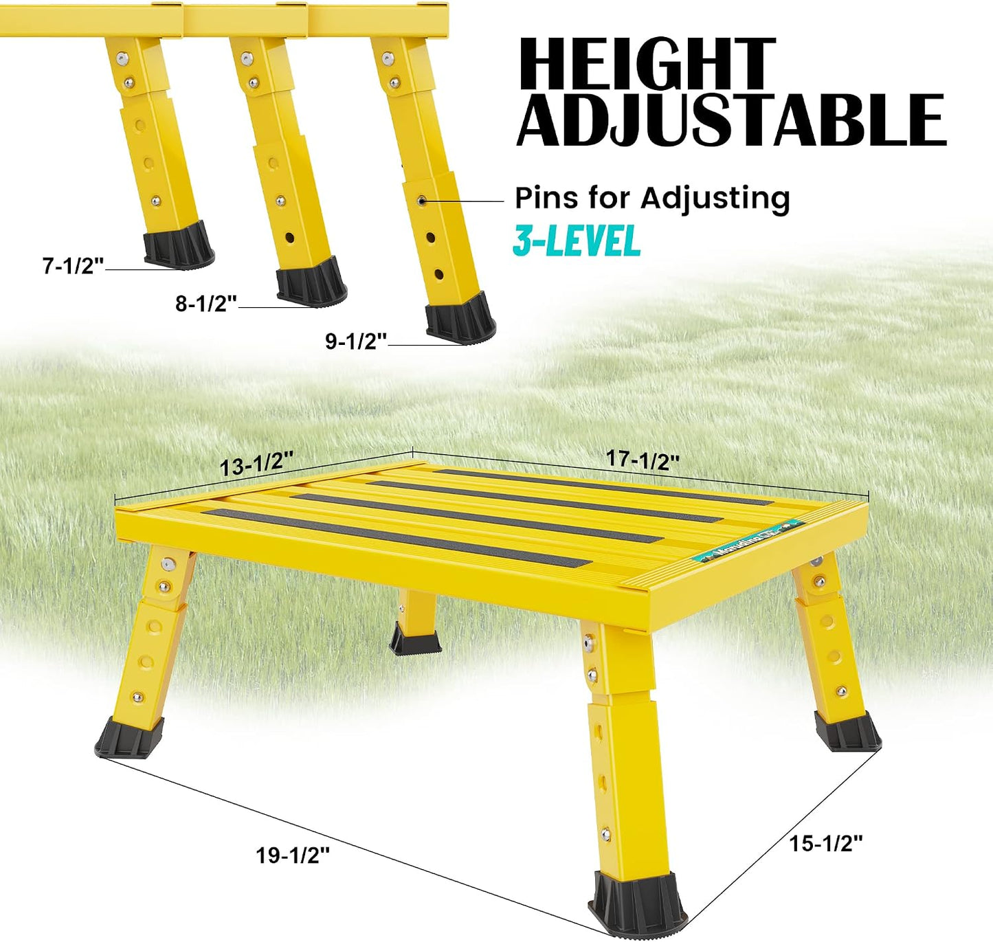 Escalón plegable aluminio 3 niveles antiderrap caravana