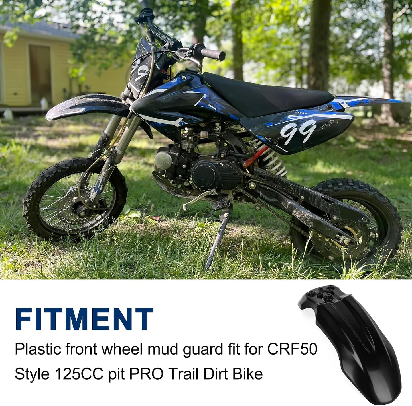 Guardabarros plástico bicicleta CRF50 estilo 125cc negro