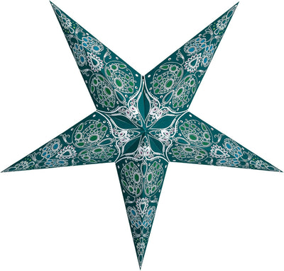 Farol estrella papel turquesa 24pulg lámpara 3D 5 puntas
