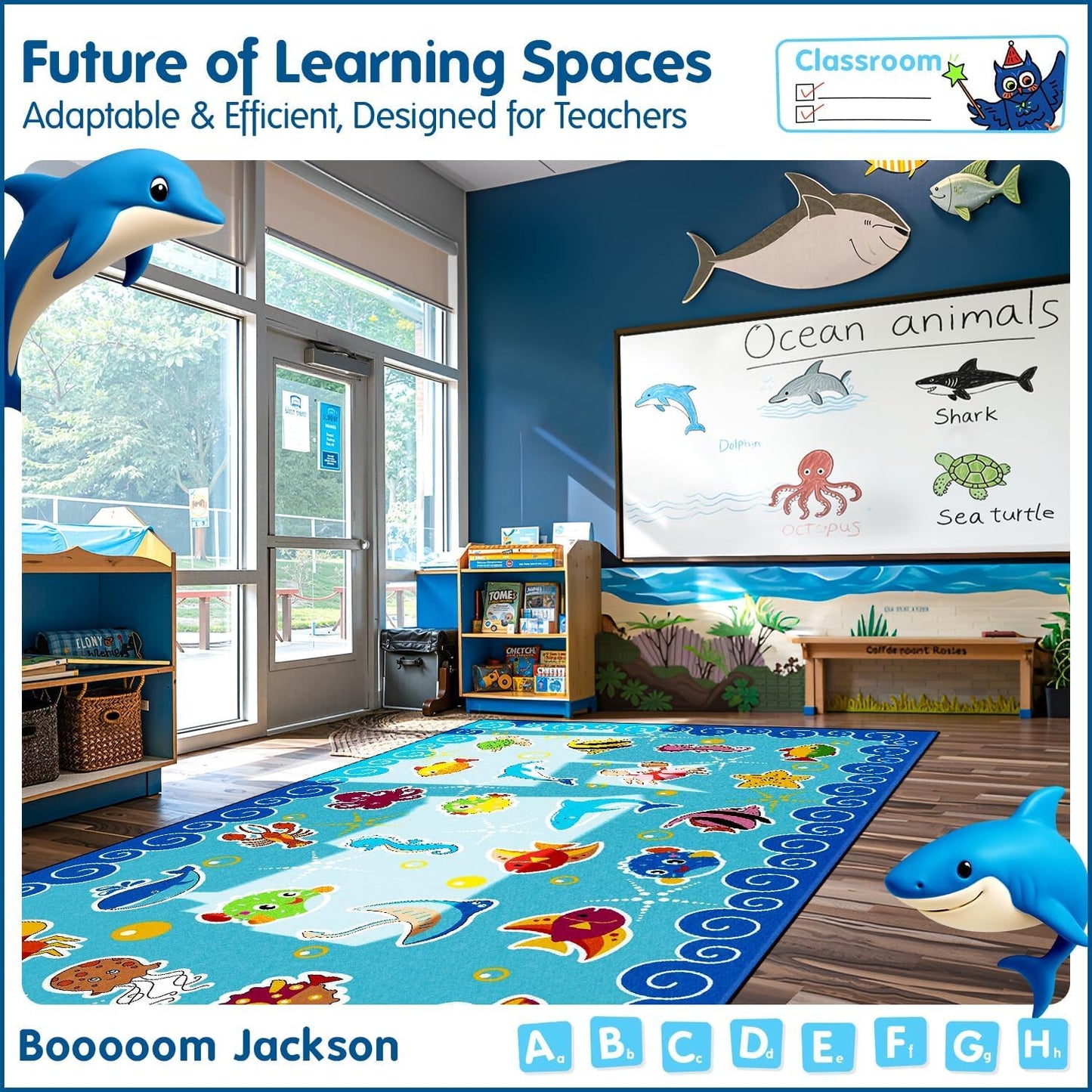 Alfombra infantil aula 7x6ft x 13x1ft antiderrap colorida