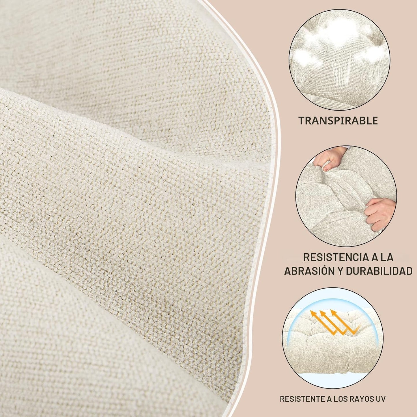Cojín silla mecedora tela chenilla esponja 44x19x4