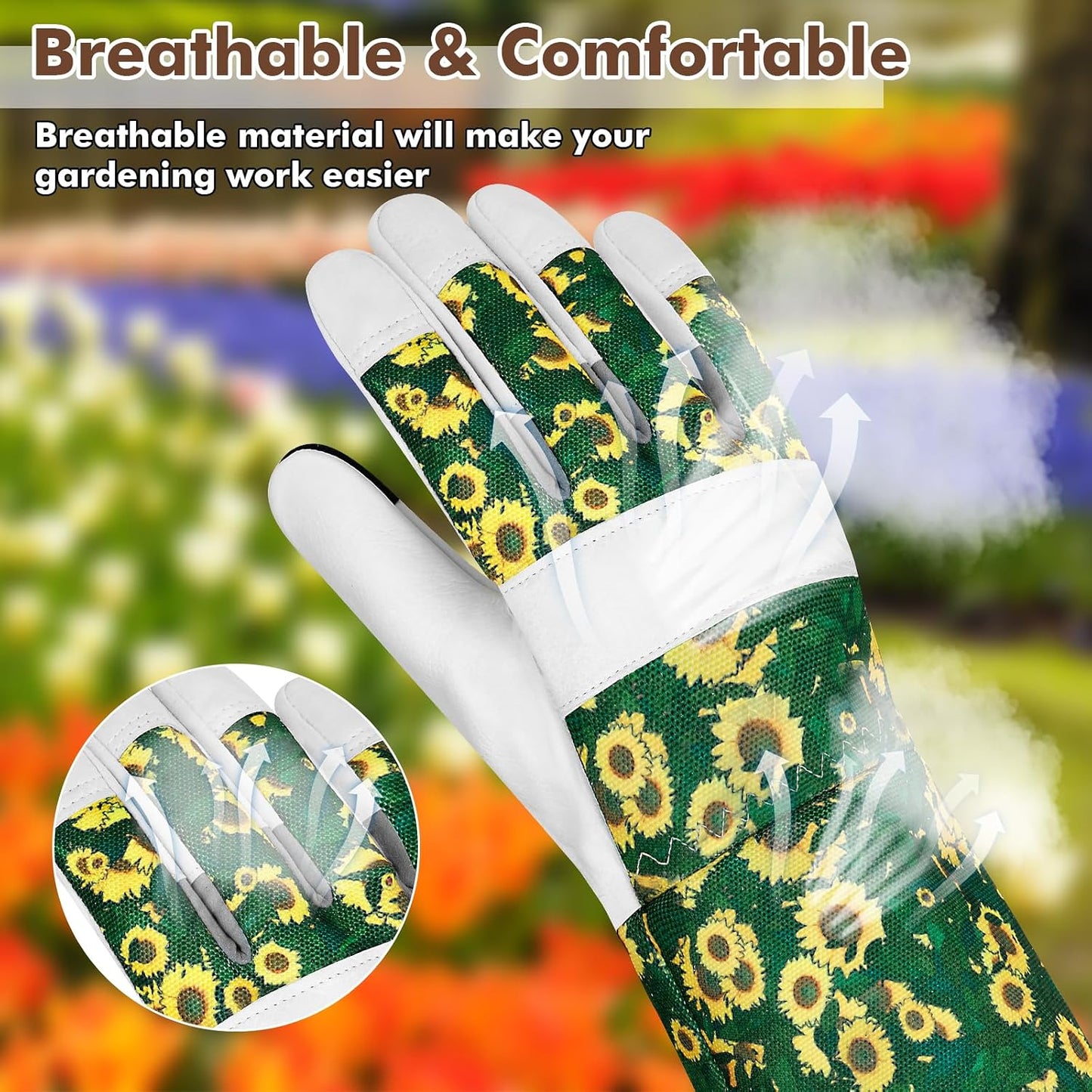 Guantes jardinería cuero largo mujer a prueba espinas