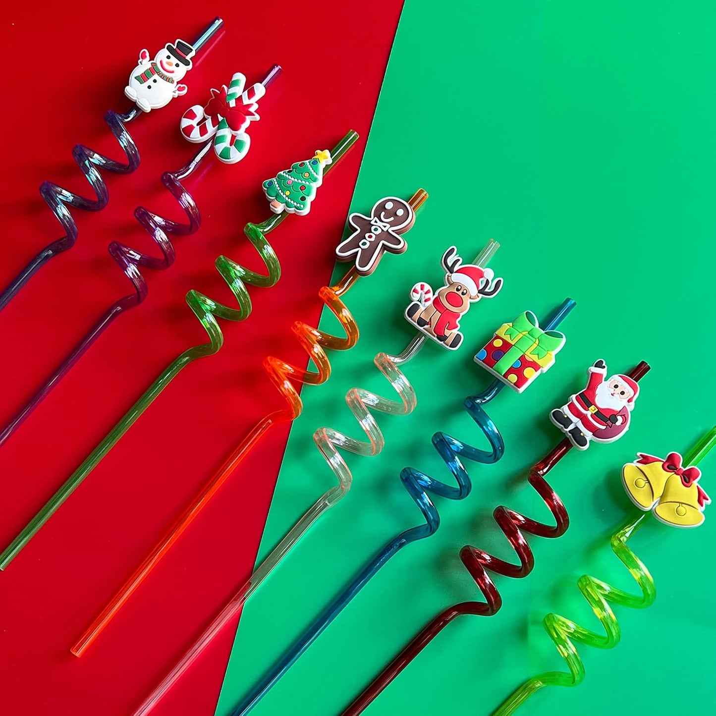 24 Popotes Temáticos Navidad con Campanas Papá Noel y Muñeco Nieve