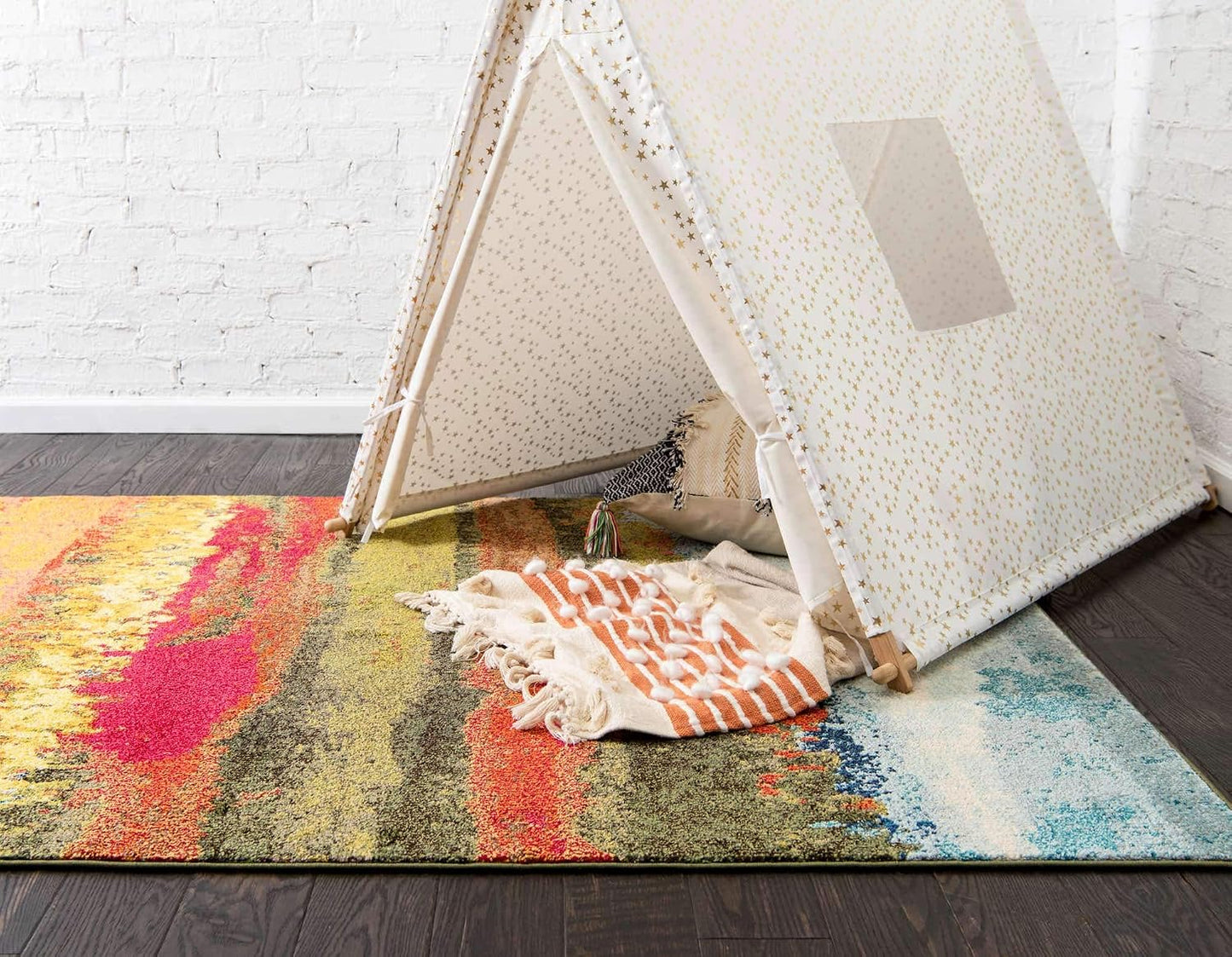 Alfombra área floral moderna 5x8ft multicolor
