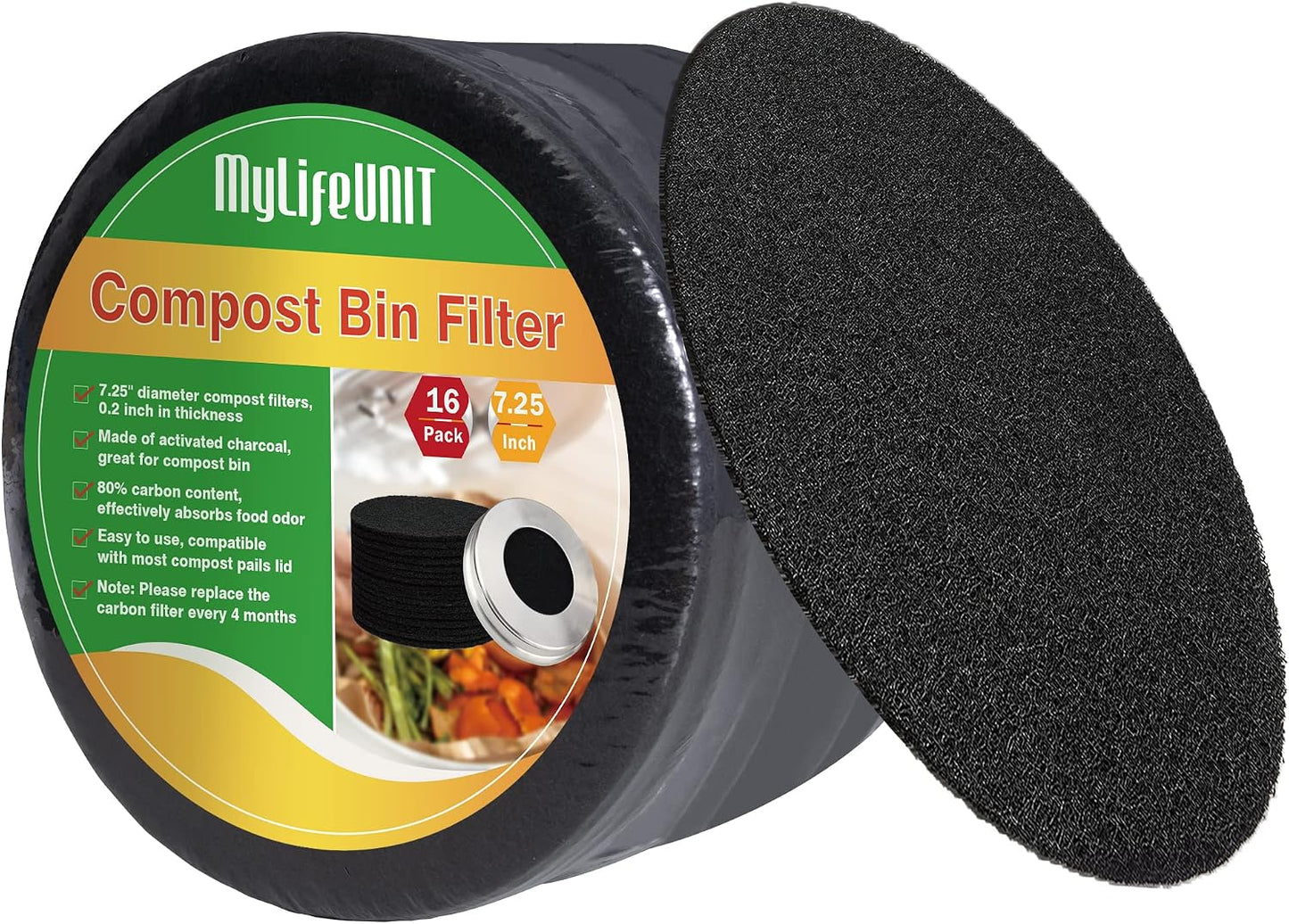 16 Filtros Compost Repuesto Carbón 7.25"