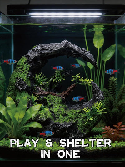 Decoración acuario cueva lunar para peces y camarones