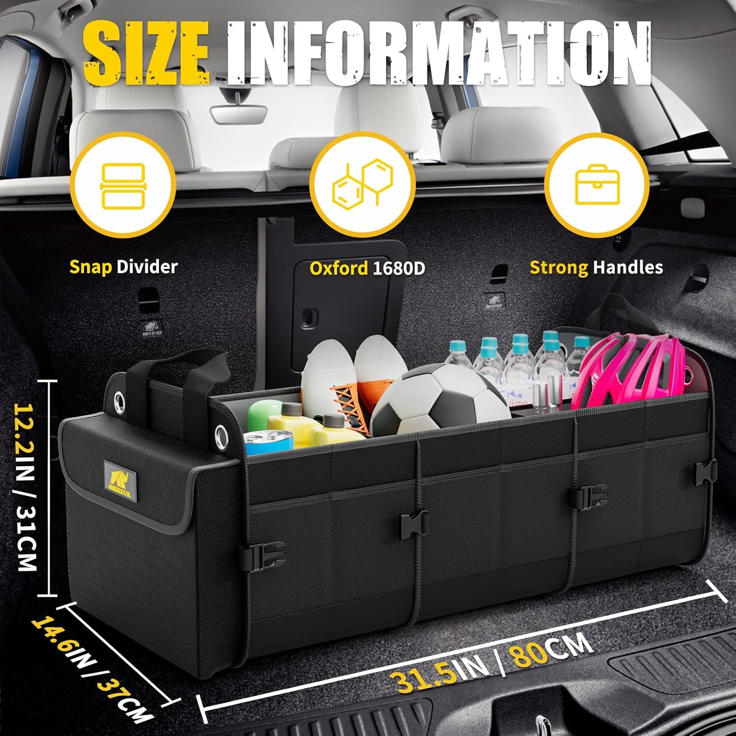 Organiz. maletero auto 100L Oxford 2 correas