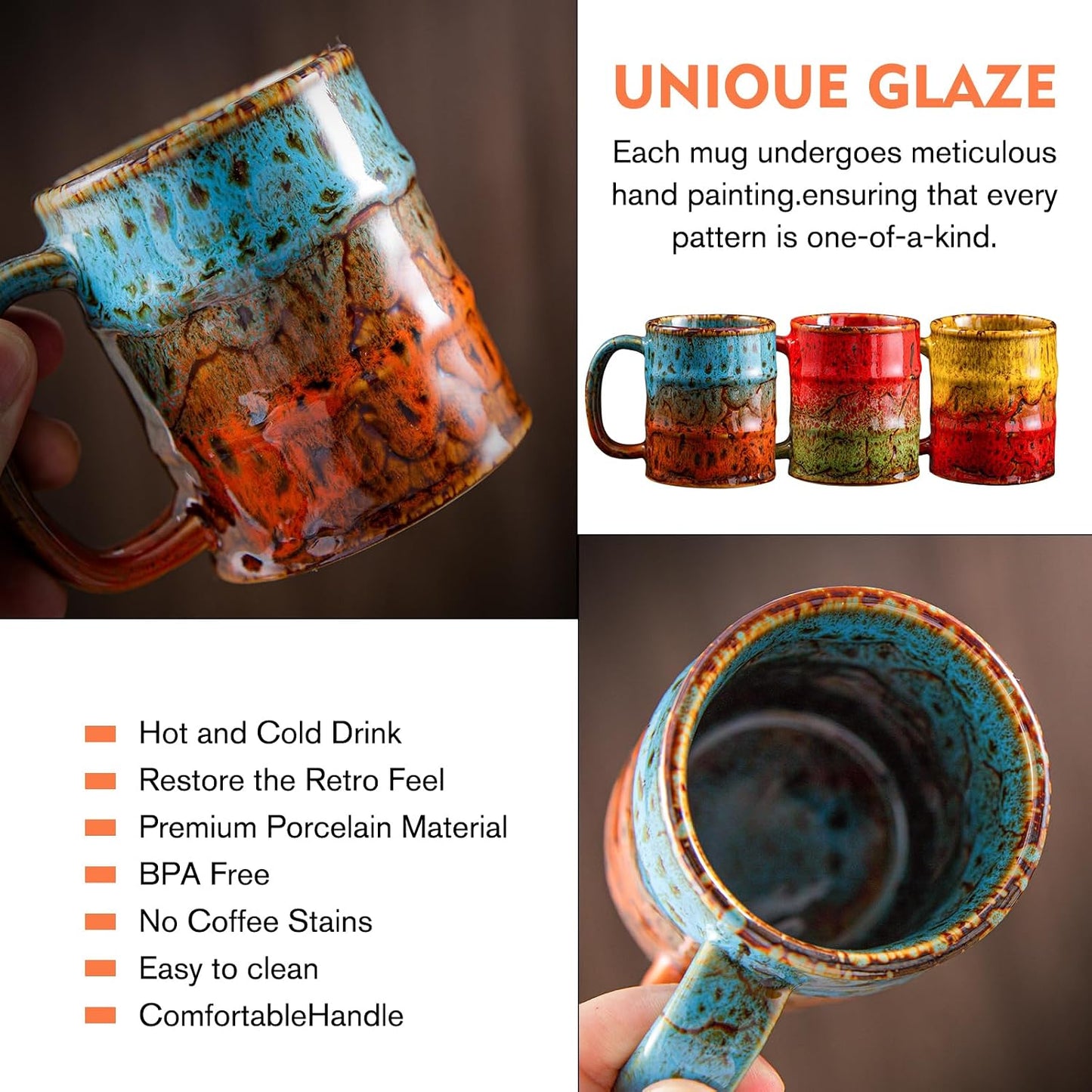 Set 6 Tazas Cerámica Esmaltadas 5oz para Expreso Demitasse