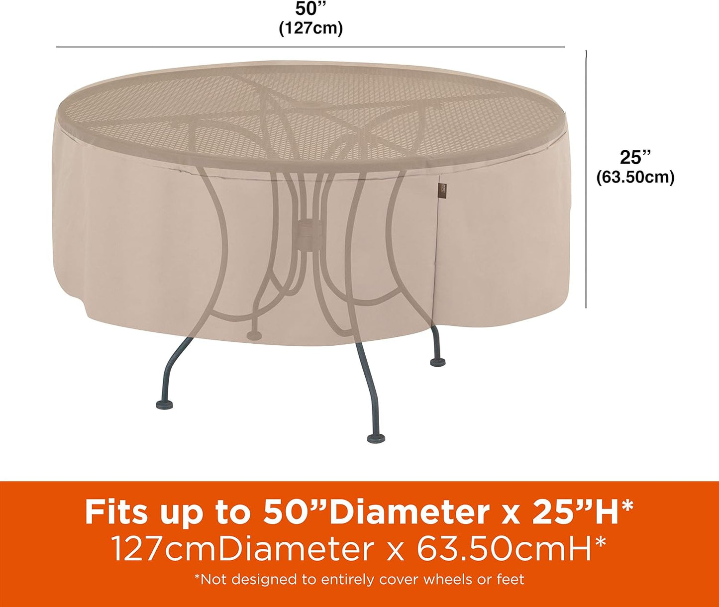 Mesa redonda para patio cubierta resistente al agua beige