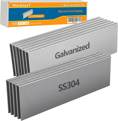 Grapas corona estrecha 1/4-1 1/2 pulg acero inox y galv 1000 uds