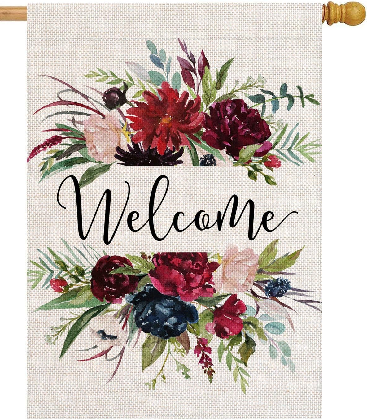 Bandera doble cara flores bienvenida decoración jardín 28x