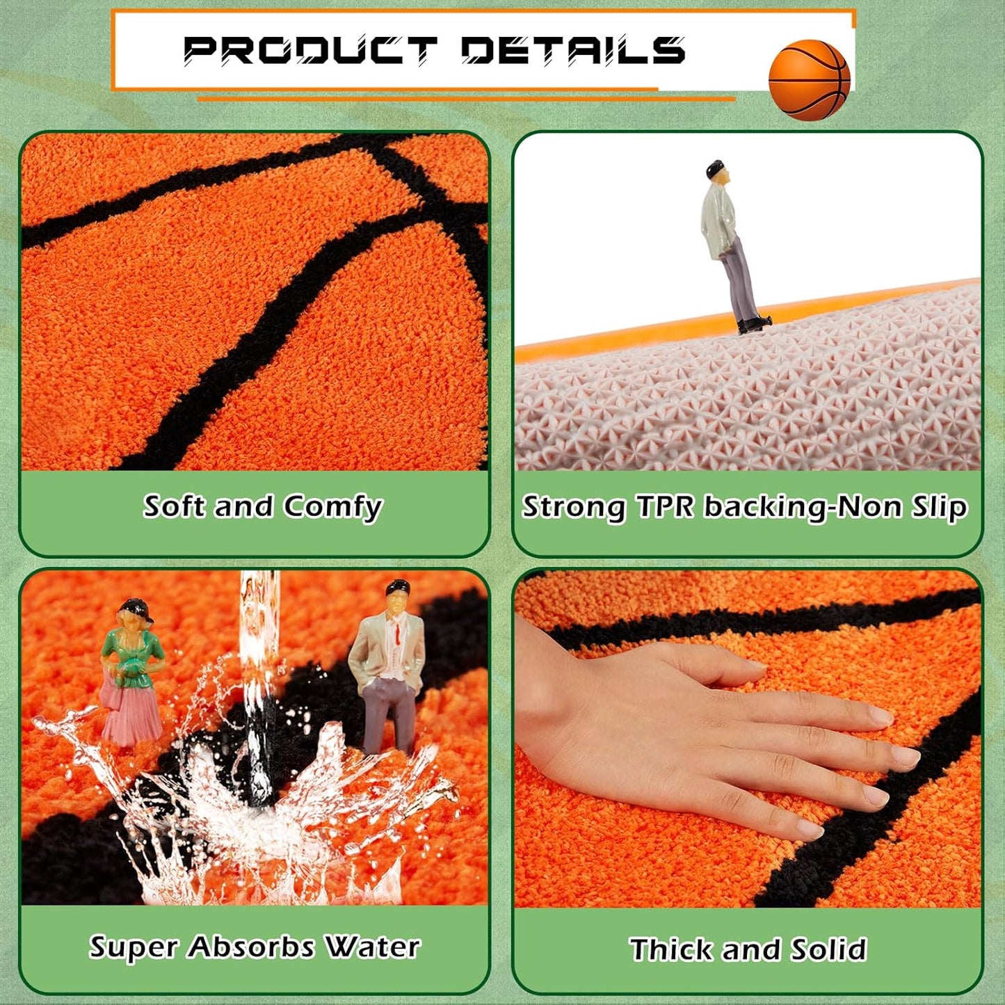 3 Alfombras deportivas 26-32" antiderrap dormitorio baño