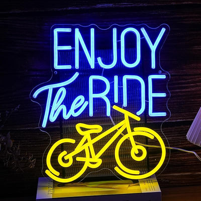 Letrero neón Enjoy The Ride para gimnasio y bicicleta