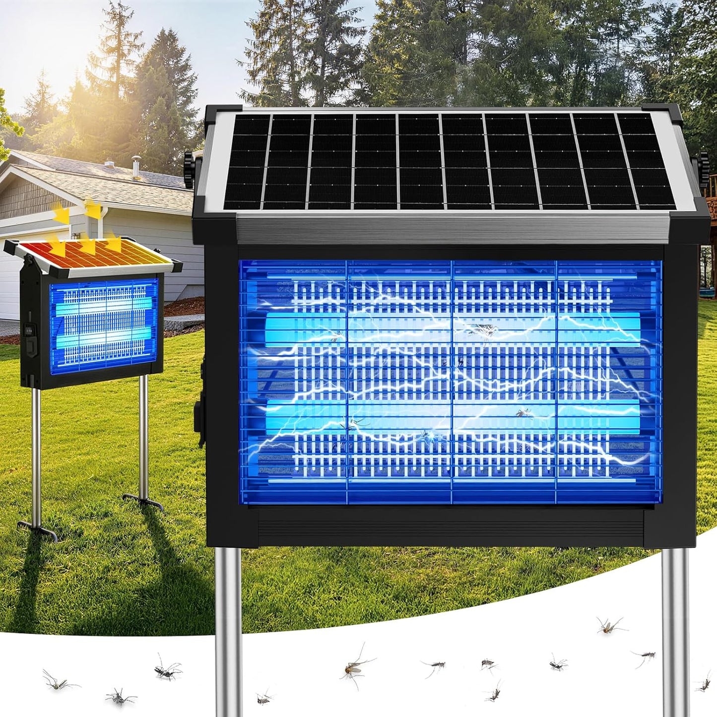 Exterminador solar matamosquitos 4500V cobertura 1/2 acre IPX5