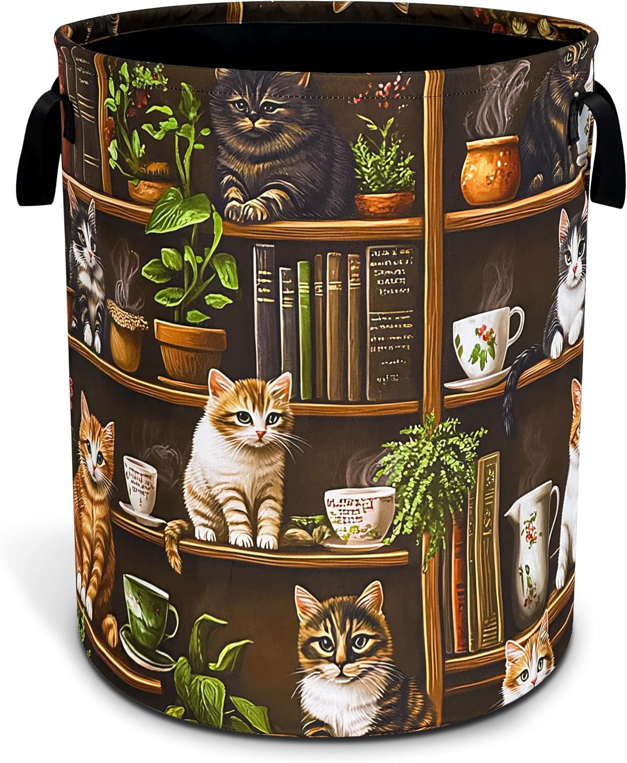 Cesta ropa sucia gato tela Oxford asa plegable 18.9x16.5pulg