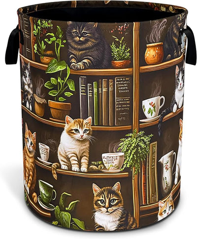 Cesta ropa sucia gato tela Oxford asa plegable 18.9x16.5pulg
