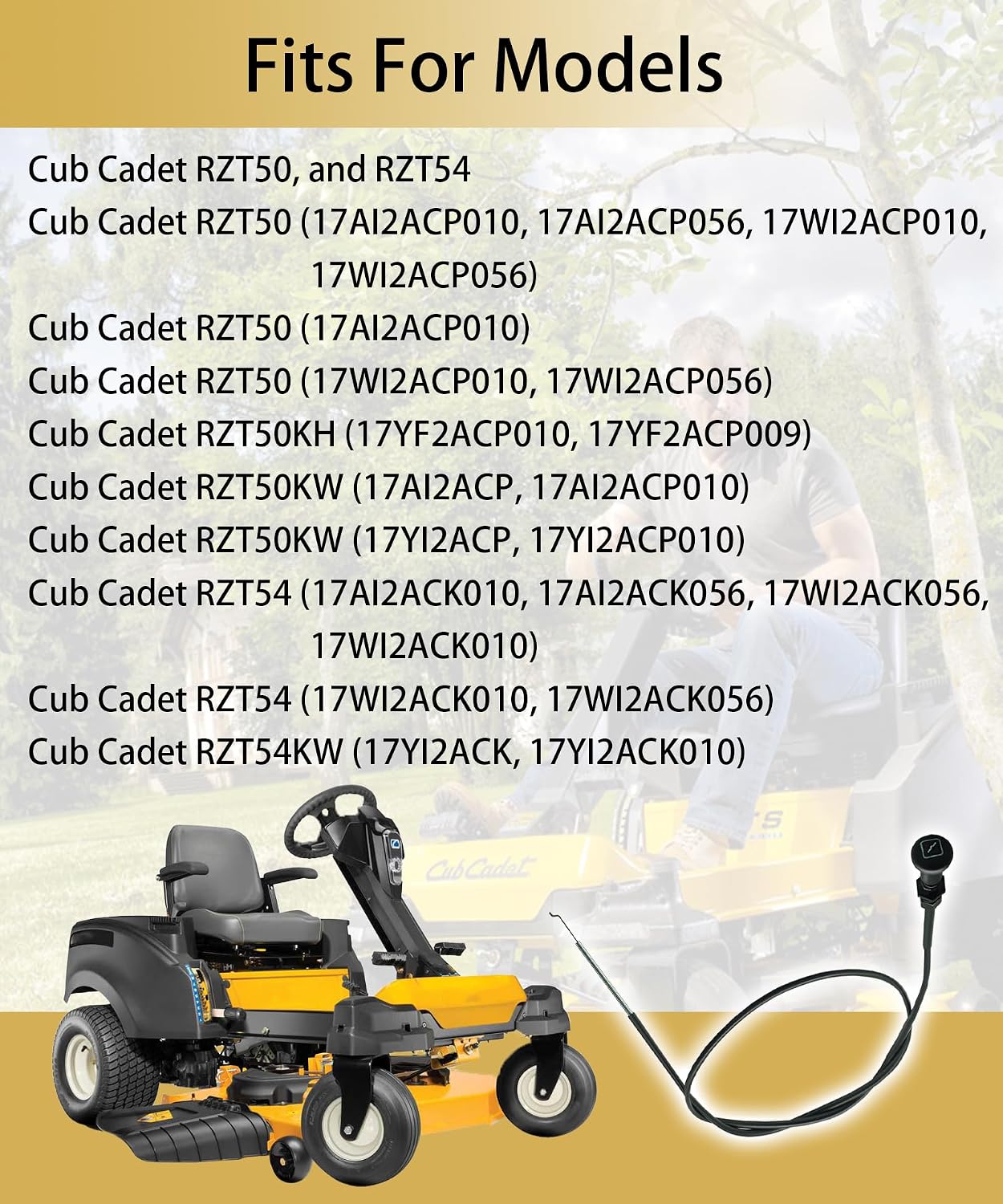 Cable estrangulador 61" para CUB Cadet Z Force RZT 48-60