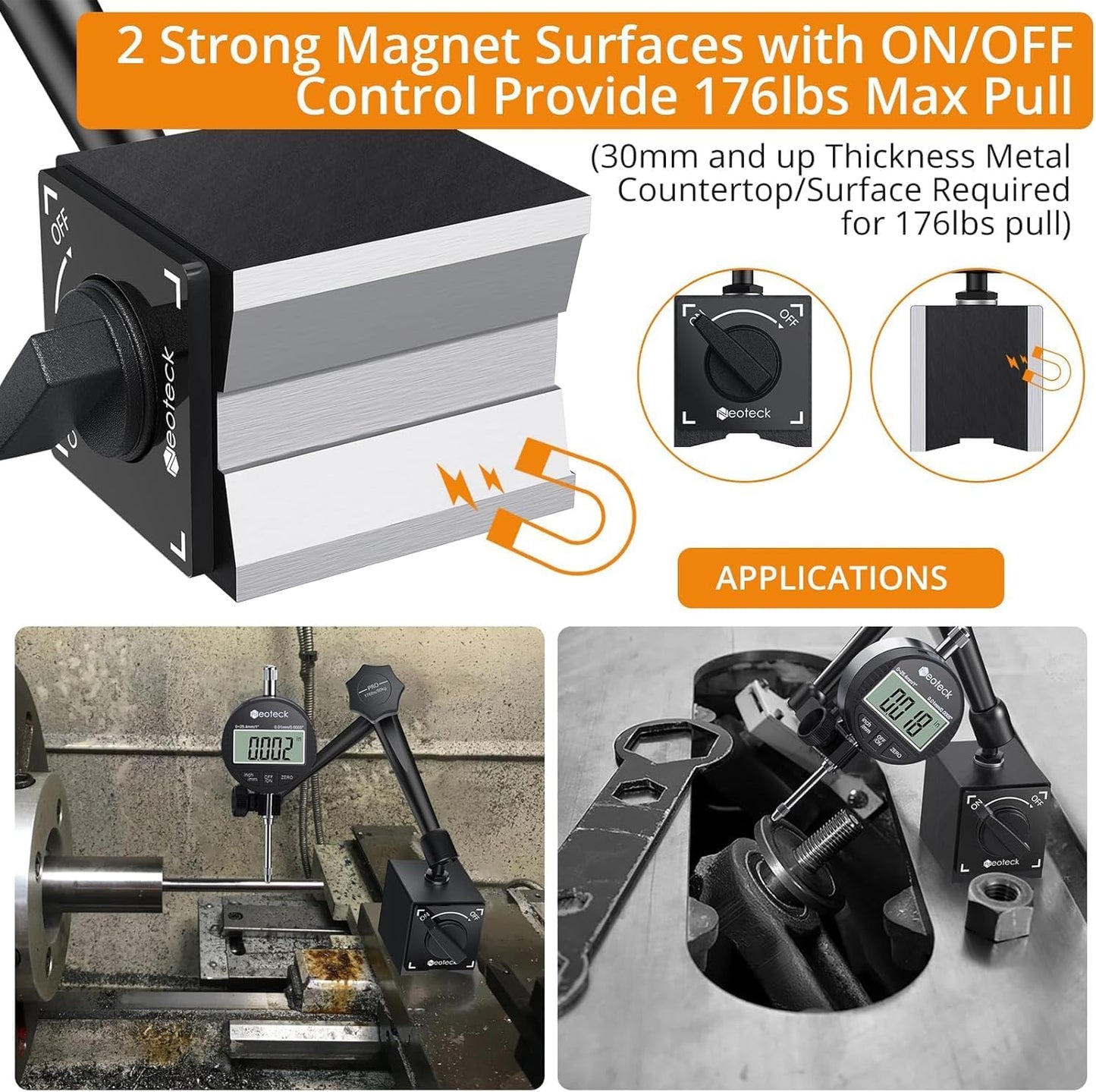 Set calibrador dial digital base magnética 0-1pulg/25.4mm