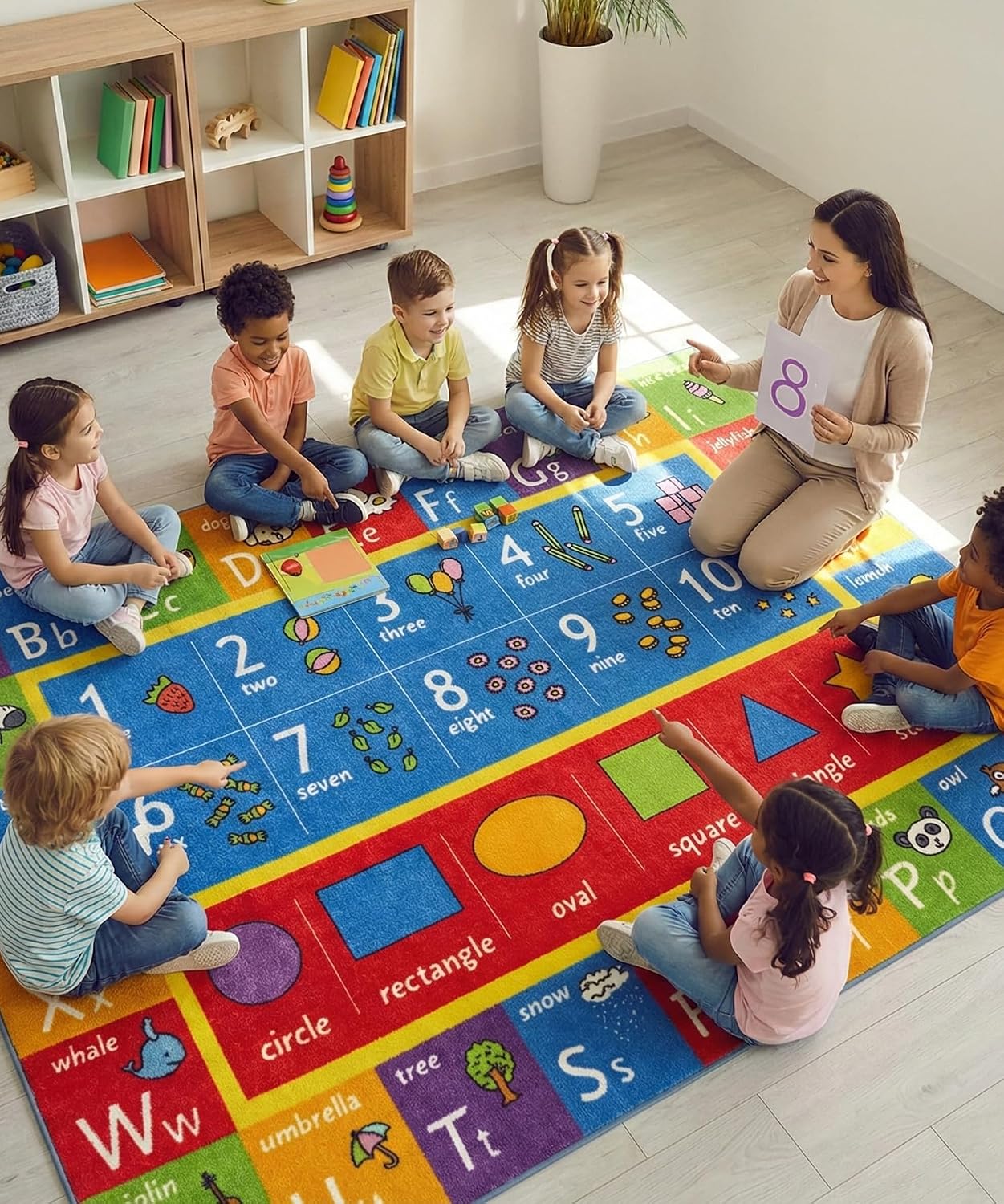 Alfombra educativa para niños con números y formas