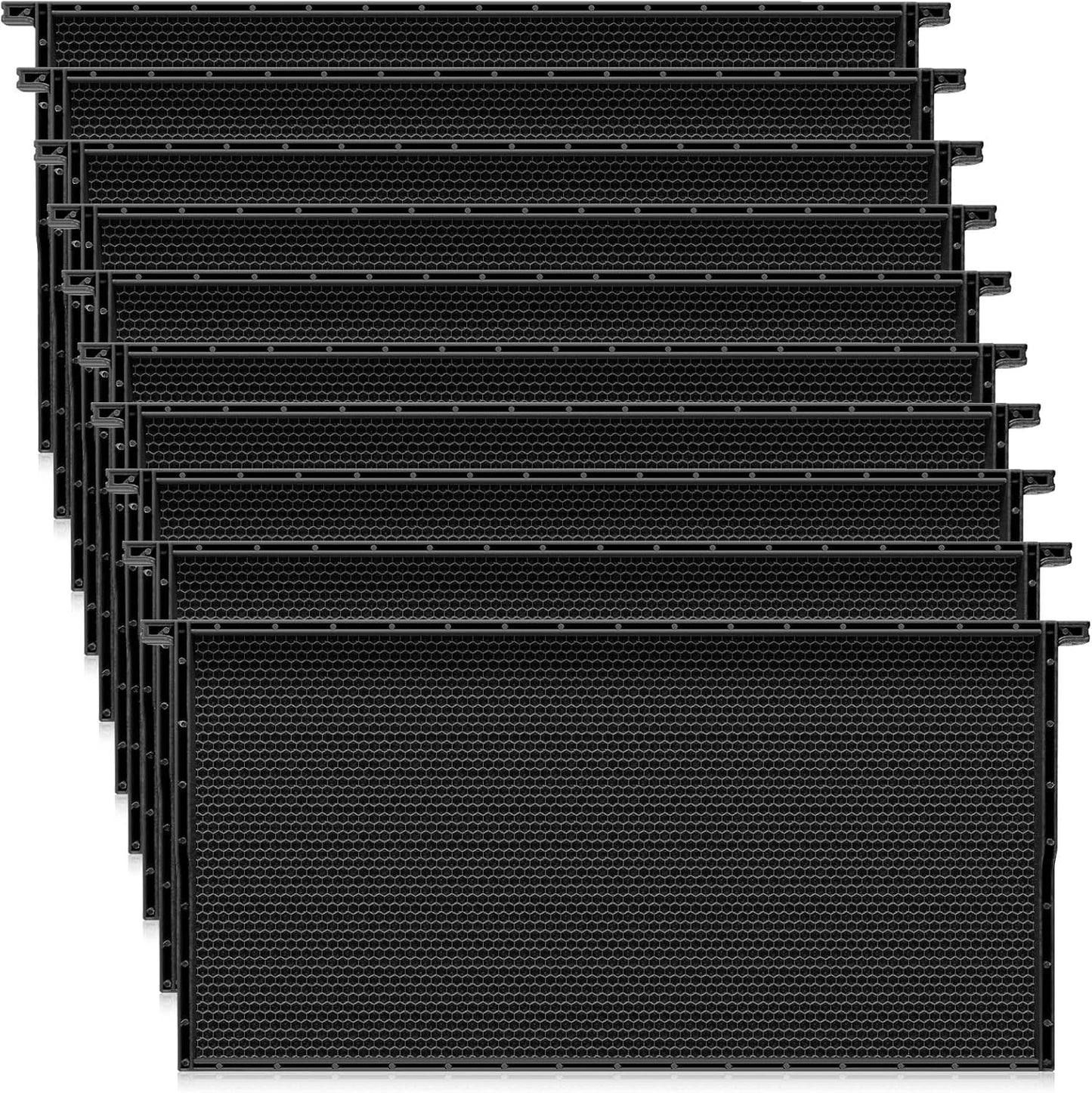 Pack 10 Marcos Colmena Plástico Bases Cera 9 1/8pulg Negro