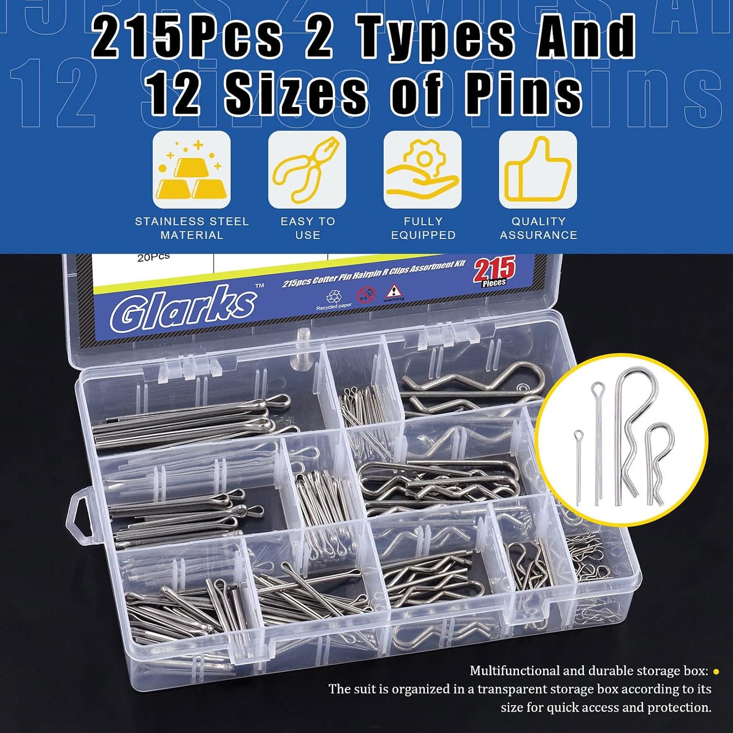 Set 215 Pasadores Acero Inox R para Motores