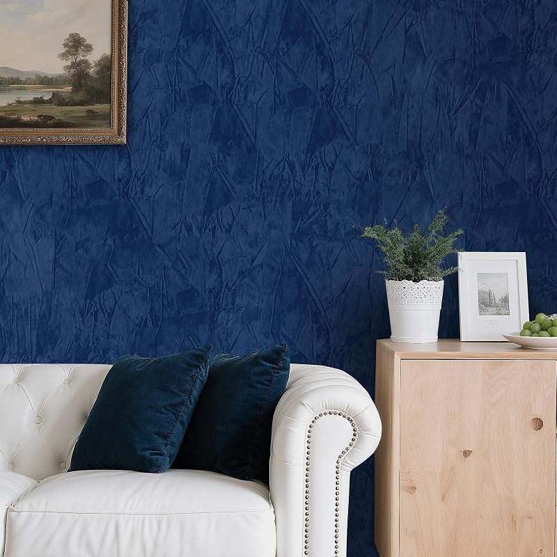 Papel tapiz terciopelo autoadhesivo 30x160 azul