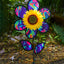 Girador viento girasol psicodélico azul 12" para jardín