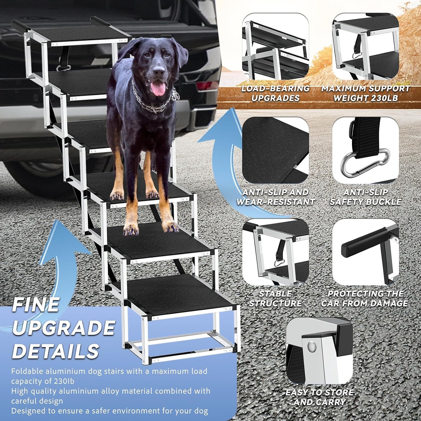 Rampa plegable perro grande 43pulg antiderrap para SUV